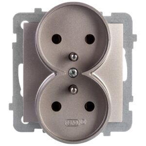 AS Gniazdo podwójne z/u satyna light GP-2GRZ/m/45 - obrazek 1