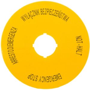 Tabliczka opisowa żółta okrągła WYŁĄCZNIK BEZPIECZEŃSTWA (4 języki) fi90, M22-XAK15167640 - obrazek 1