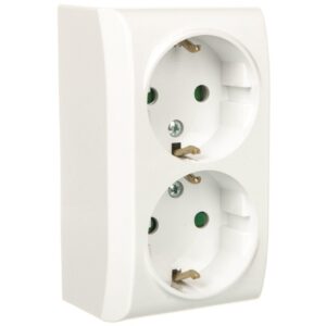 BIS Gniazdo podwójne z/u Schuko z przesłonami białe GN-2BSP/00 - obrazek 1