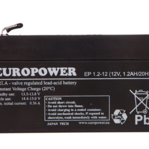 Akumulator bezobsługowy AGM 1,2Ah 12V Europower EP 1,2-12 - obrazek 1