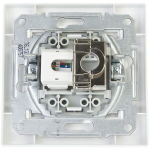 Gniazdo teleinformatyczne Asfora kat.5e RJ45 + RJ12 białe z ramką EPH4900121 - obrazek 1