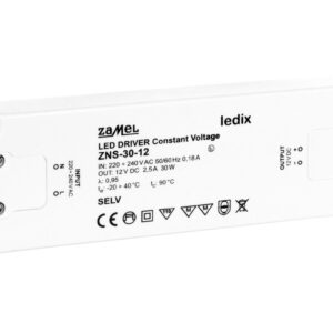 Zasilacz LED slim 12V DC 30W ZNS-30-12 LDX10000139 - obrazek 1