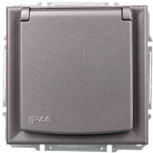 ASFORA Gniazdo 2P+PE IP44 do systemu ramkowego stal EPH2800662 - obrazek 1