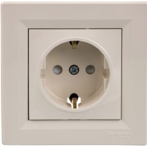 Gniazdo pojedyncze Asfora SCHUKO z przesłonami krem z ramką EPH2900223 - obrazek 1