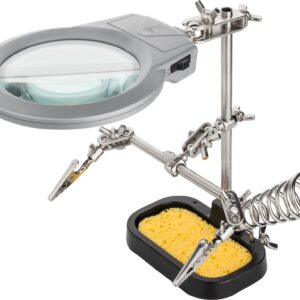 Zestaw trzecia ręka do lutowania 2 uchwyty + lupa z lampą LED 51226 - obrazek 1