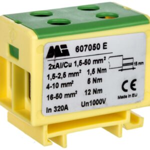 Złączka szynowa 2-torowa 1,5-50mm2 żółto-zielona EURO multiOTL 50 2xAl/Cu 607050 E - obrazek 1