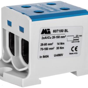 Złączka szynowa 2-torowa 35-150mm2 niebieska EURO multiOTL 150 2xAl/Cu 607150 BL - obrazek 1