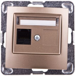 IMPRESJA Gniazdo komputerowe pojedyncze RJ45 kat.5e MMC złoty metalik GPK-1Y/K/m/28 - obrazek 1