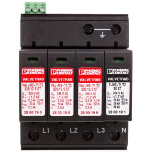 Ogranicznik przepięć Typ T1+T2 4P 12,5kA 1,2kV 335V VAL-MS-T1/T2 335/12.5/3+1-FM 2800183 - obrazek 1