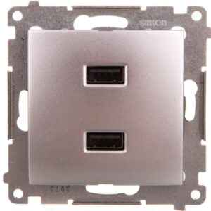 Simon 54 Ładowarka 2xUSB 2.1A 5V/DC srebrny mat DC2USB.01/43 - obrazek 1