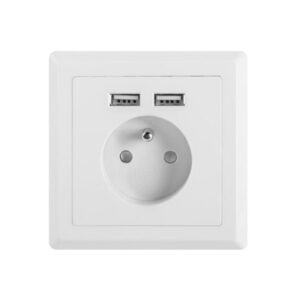 Gniazdo pojedyncze z/u z ładowarką 2xUSB 2,1A AC-WS01-USB2-E - obrazek 1