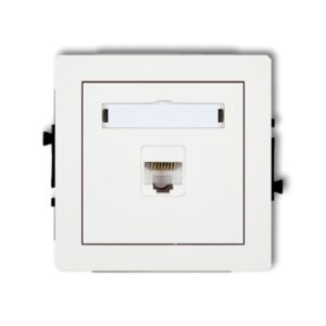 DECO Mechanizm gniazda komputerowego pojedynczego 1xRJ45, kat. 5e, 8-stykowy, biały mat 25DGK-1 - obrazek 1