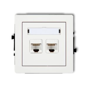 DECO Mechanizm gniazda komputerowego podwójnego 2xRJ45, kat. 5e, 8-stykowy, biały mat 25DGK-2 - obrazek 1