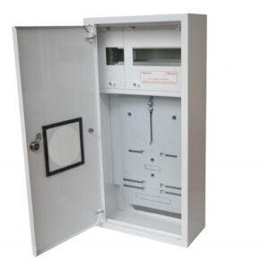 Rozdzielnica licznikowa metalowa na licznik elektroniczny 1 X TL 3F + 11 zabezpieczeń zamek okienko RAL 9003A-RZ12E - obrazek 1