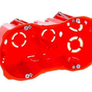 Puszka podtynkowa 2x60mm regips głęboka z wkrętami czerwona PK-2x60 0286-00 - obrazek 1