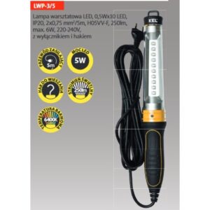 Oprawa przenośna warsztatowa LED 6W 250lm z hakiem LWP-3/5 - obrazek 1