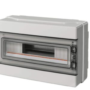 Rozdzielnica modułowa 1x18 n/t bezhalogenowa drzwi transp.IP65 szyna N+PE szara 1000V AC 1500V DC PV UV 290x390x140, EC62018E - obrazek 1