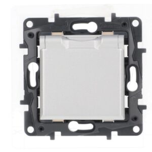 Niloe Step Gniazdo zasilające 2P+Z IP44, zaciski automatyczne, z przesłoną aluminium 863336 - obrazek 1