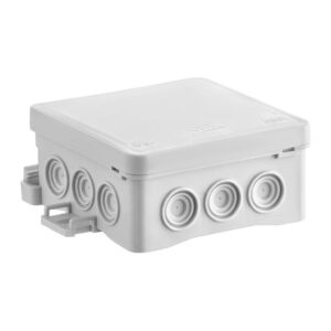Puszka naścienna 85x40x85mm z dławnicą zintegrowaną samozatrzaskowa, bezhalogenowa, seria FASTBOXiHOOK szara IP54 NS6 35346102 - obrazek 1