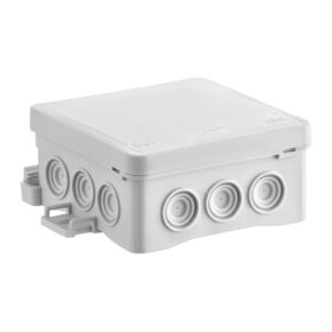 Puszka naścienna 85x40x85mm z dławnicą zintegrowaną samozatrzaskowa, bezhalogenowa, seria FASTBOXiHOOK biała IP54 NS6 35346106 - obrazek 1