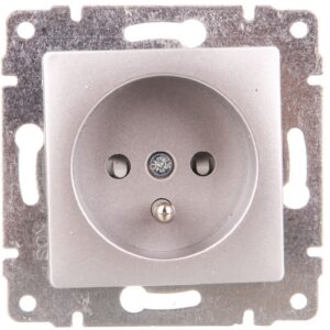 VENA Gniazdo pojedyncze z/u z przesłonami aluminium 514034 - obrazek 1