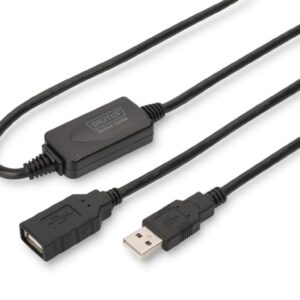 Kabel przedłużający USB 2.0 HighSpeed Typ USB A/USB A M/Ż aktywny czarny 15m DA-73101 - obrazek 1