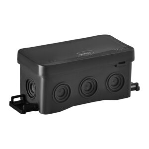 Puszka naścienna 85x40x45mm z dławnicą zintegrowaną samozatrzaskowa, bezhalogenowa, seria FASTBOXiHOOK czarna IP54 NS8 35357107 - obrazek 1