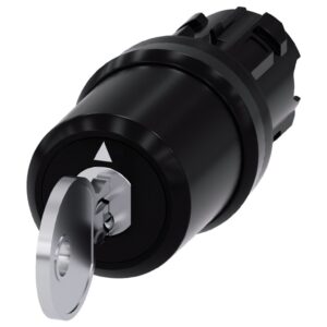 Przełącznik z kluczem 22mm tworzywo 3 poz I-O-II Siemens nr SSG10 klucz w poz O SIRIUS ACT 3SU1000-5BL01-0AA0 - obrazek 1