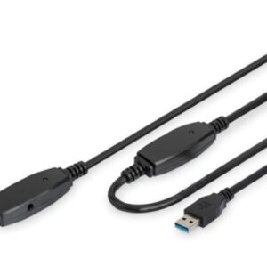 Kabel przedłużający USB 3.0 SuperSpeed Typ USB A/USB A M/Ż aktywny czarny 10m DA-73105 - obrazek 1