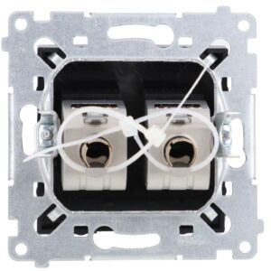 Simon 54 Gniazdo komputerowe podwójne RJ45 kategoria 6 ekranowane z przesłoną przeciwkurzową (moduł) czarny mat D62E.01/49 - obrazek 1