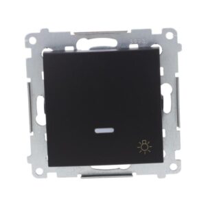 Simon 54 Przycisk światło” z podświetleniem LED (moduł) 10AX 250V szybkozłącza, czarny mat DS1L.01/49 - obrazek 1