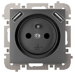 Vestra Gniazdo 2P+Z 2xUSB zasilające bez ramki podtynkowe IP20 czarny 3888-19 - obrazek 1