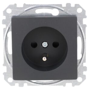 Gniazdo zasilające 2P+PE z przesł torów pr zaciski bezg, czarny antracyt, Sedna Design i Elements SDD114012 - obrazek 1