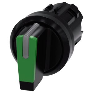 Przełącznik 3 pozycyjny 22mm czarny/zielony bez samopowrotu I-O-II możl podświetl tworzywo IP69k SIRIUS ACT 3SU1002-2BL40-0AA0 - obrazek 1