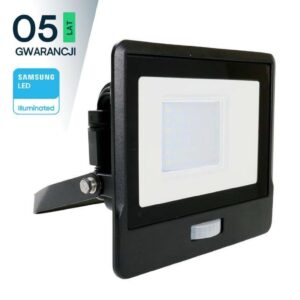 Projektor LED z czujnikiem ruchu 30W 2340lm 6500K Dioda SAMSUNG IP65 Czarny 5 Lat Gwarancji 20264 - obrazek 1