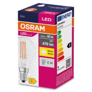 Żarówka LED VALUE CLASSIC P 40 E14 4W 470lm 2700K 827 FIL non-dim 4058075438590 - obrazek 1