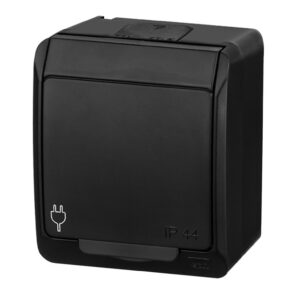 HERMES Gniazdo natynkowe pojedyncze z uziemieniem 2P+Z IP czarne 0321-09 - obrazek 1