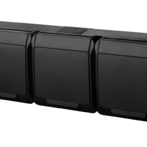 HERMES Gniazdo natynkowe potrójne z uziemieniem 3x2P+Z IP44 czarne 0323-09 - obrazek 1