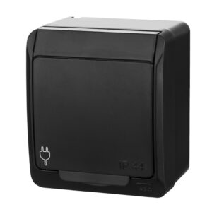 HERMES Gniazdo natynkowe pojedyncze z uziemieniem 2P+Z schuko IP44 czarne 0324-09 - obrazek 1