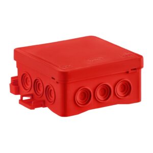 Puszka naścienna 85x40x85mm z dławnicą zintegrowaną samozatrzaskowa, bezhalogenowa seria FASTBOXiHOOK czerwona IP54 NS6 35346101 - obrazek 1