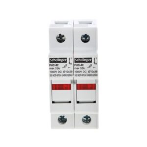 PODSTAWA BEZPIECZNIKOWA 2-POLOWA DO WKŁADEK 10x38 1000V DC MAX. 32A Z KONTROLKĄ - obrazek 1