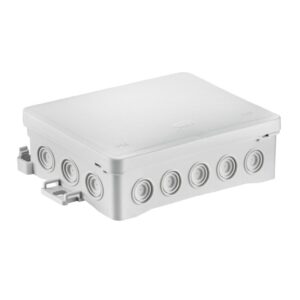 Puszka naścienna 90x40x135mm z dławnicą zintegrowaną samozatrzaskowa, bezhalogenowa, seria FASTBOXiHOOK szara IP54 NS9 35404102 - obrazek 1