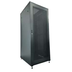 Szafa serwerowa rack 19 cali 42U 800x1000, drzwi szklane, kolor czarny FLAT PACK - obrazek 1