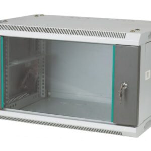 Szafa rack wisząca 19 cali 4U 600x450, niedzielona, drzwi szklane, kolor szary - obrazek 1