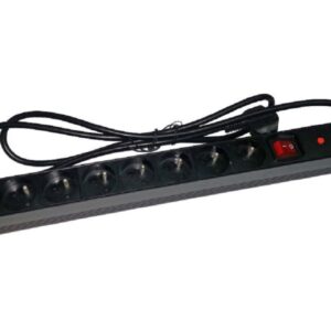 Listwa zasilająca rack 19 cali PDU gniazdo 7 x CEE 7/5 wtyk CEE 7/7 z wyłącznikiem i zabezpieczeniem - obrazek 1