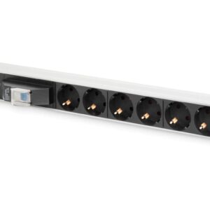 Listwa zasilająca PDU 19 Rack 6x schuko 2m 1x wtyk unischuko 16A wyłącznik nadprądowy DN-95417 - obrazek 1