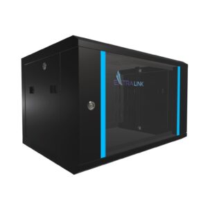 Szafa rack montowana na ścianie Extralink 6U 600x450 Czarna - obrazek 1