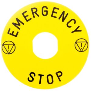 Tabliczka opisowa żółta okrągła fi90 EMERGENCY STOP ZBY8330 - obrazek 1