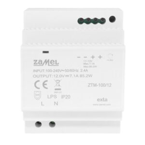Zasilacz impulsowy montowany na szynie TH-35 (DIN) 100W 12V DC typ: ZTM-100/12 EXT10000285 - obrazek 1