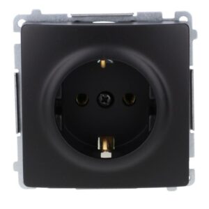 Simon Basic Gniazdo wtyczkowe z uziemieniem Schuko (moduł) 16A, 250V, zaciski śrubowe czarny BMGSZ1.01/49 - obrazek 1